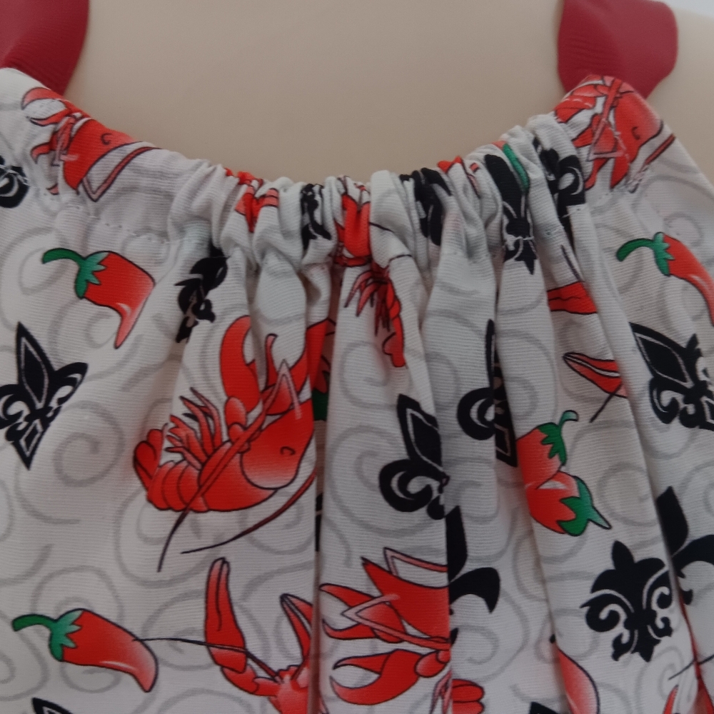 Girl's Size 6-8, 8-10, 10-12 Crawfish Print Dress with American Girl Doll Dress